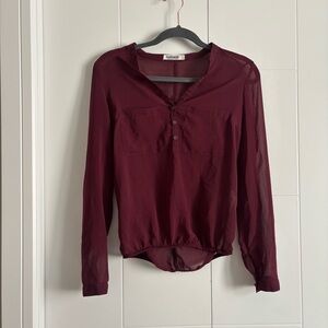3/$25 Garage chiffon sheer notch Henley blouse
